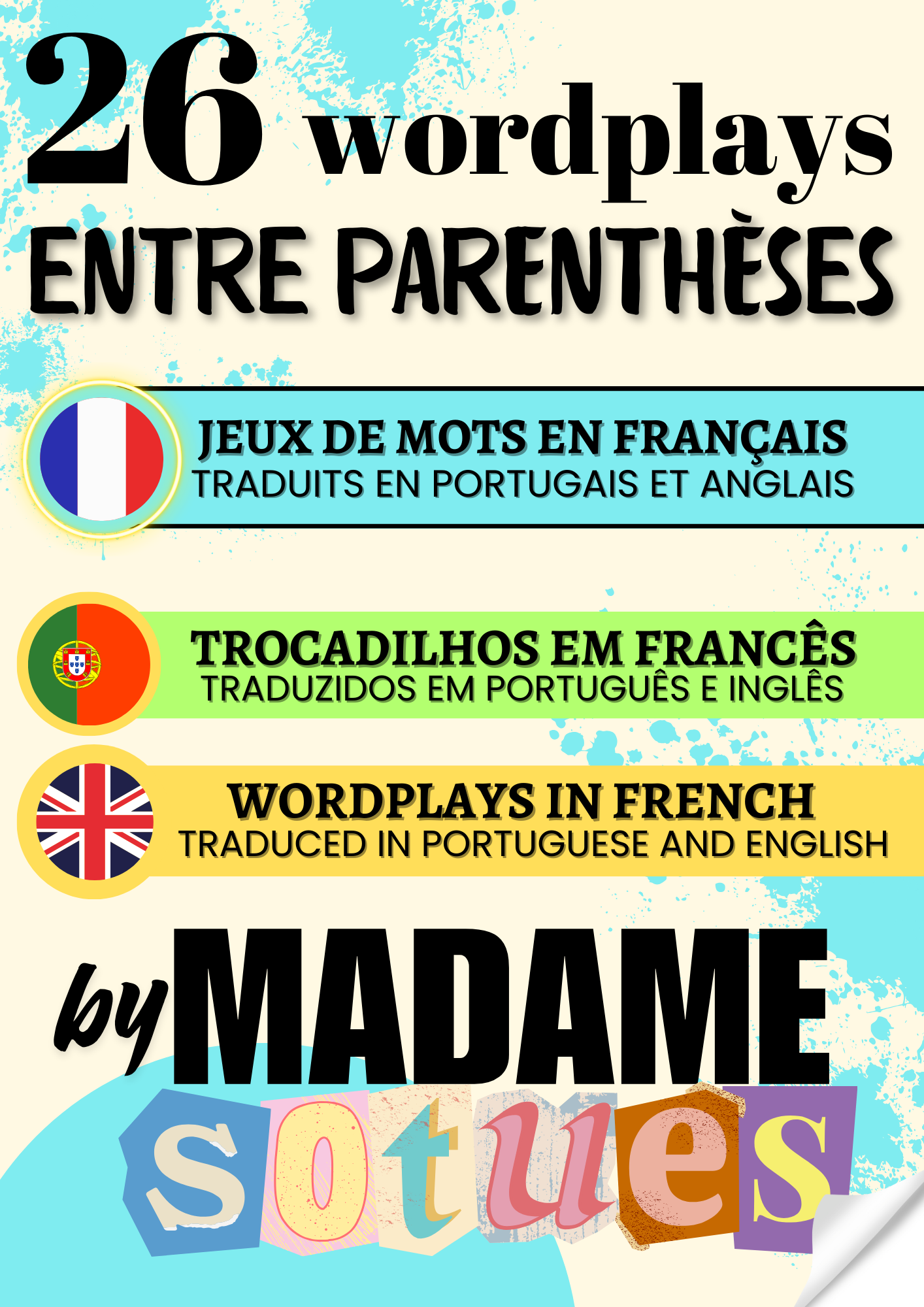 26 Wordplays entre parenthèses - traduzidos em português e inglês