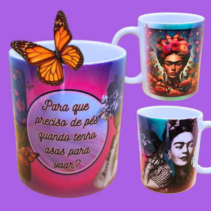 CANECA FRIDA KAHLO - "asas para voar"